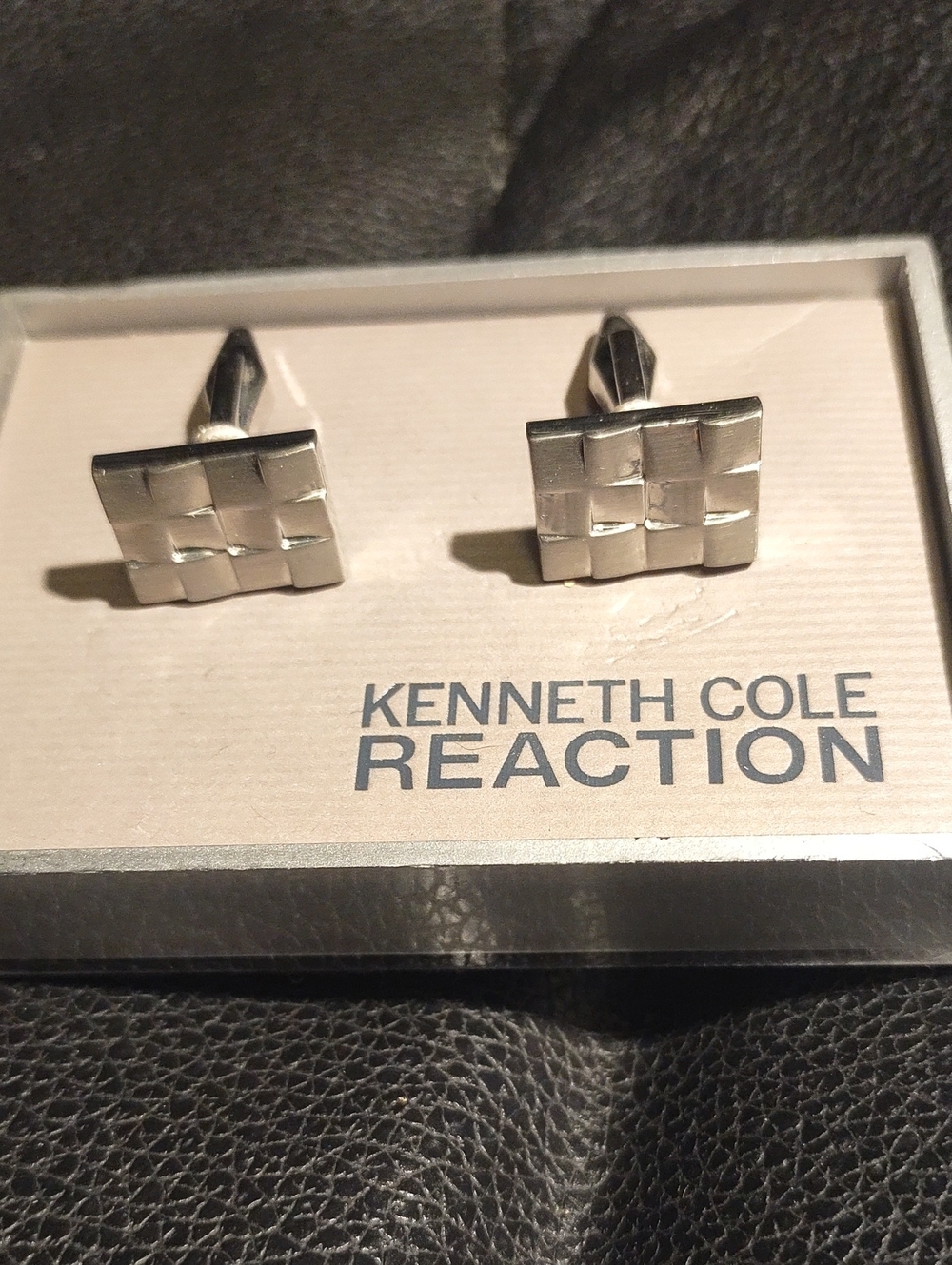 Kenneth Cole Reaction Silver Woven Square Cuff Links